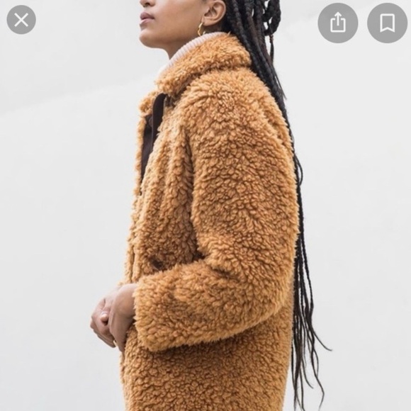 jcrew textured teddy vegan sherpa coat warm brandy brown XL super soft! - Picture 12 of 15